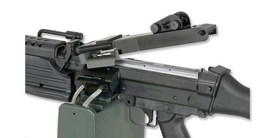 Cybergun FN M249 Mk2 konekivääri - metalli, musta - Kansi avattuna
