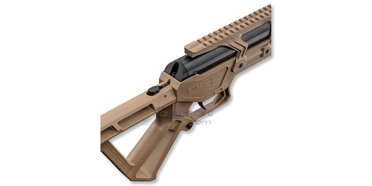 Black Bunker BM8 Survival 4.5mm ilmakivääri, hiekka - Lähikuva tukin lukituksesta