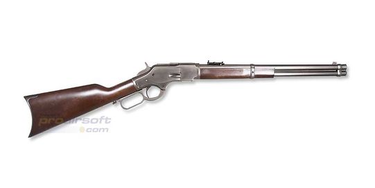 KTW Winchester M1873 Carbine Spring Rifle – Compact Western Airsoft Classic - KTW Winchester M1873 Carbine spring-powered airsoft rifle with tube magazine