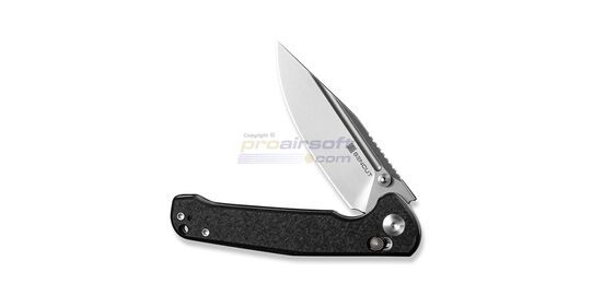 Sencut Glenspar Folding Knife - stonewashed 9Cr18MoV clip point blade close-up