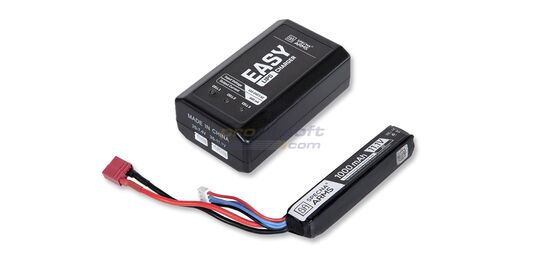 Specna Arms LiPo Battery + Charger Set (11.1V 1000mAh, Deans / T-Plug) - Specna Arms LiPo battery and Easy Charger 11.1V 1000mAh set for airsoft use