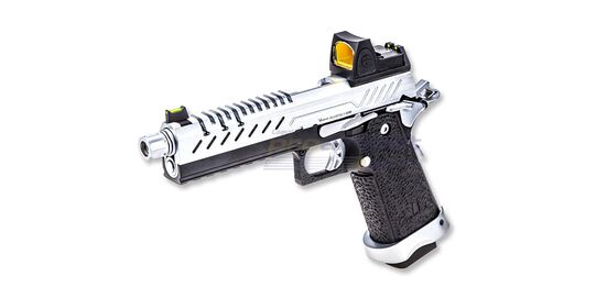 Vorsk Hi-Capa 5.1 GBB With Red Dot Sight, Full Metal, Silver/Black