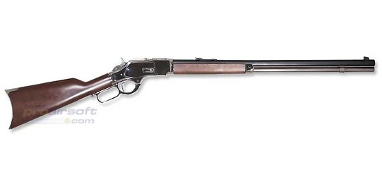 KTW Winchester M1873 Spring Rifle – Legendary Western Airsoft Classic - KTW Winchester M1873 spring-powered airsoft rifle with tube magazine