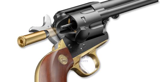 Marui SAA .45 Cavalry 7.5" Spring Revolver – Classic Western Airsoft, Black - Marui SAA .45 Cavalry airsoft revolver realistic shell loading system