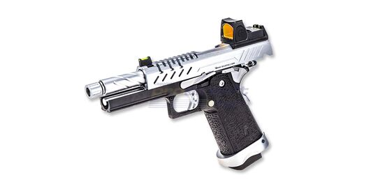 Vorsk Hi-Capa 4.3 GBB With Red Dot Sight, Full Metal, Silver/Black