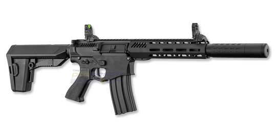 Krown Land Venator MkII AEG Electric Airgun 4.5mm, Full Auto, Silencer - Krown Land Venator MkII full metal electric air rifle side profile