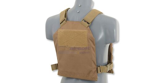 Plate Carrier + pehmeät panssarilevyt, hiekka - Plate carrier takapuoli velcro-paneelilla