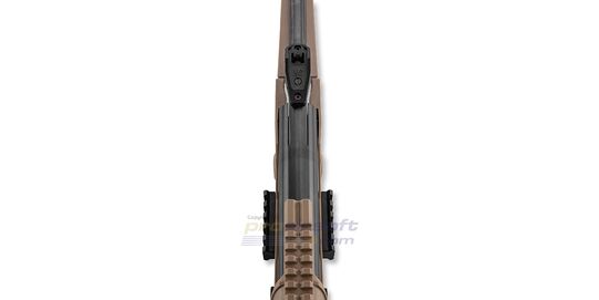 Black Bunker BM8 Survival 4.5mm ilmakivääri, hiekka - Yläpuolinen lähikuva takatähtäimestä