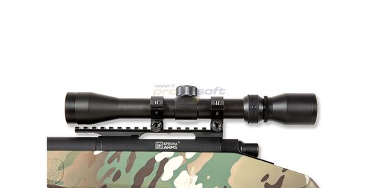 Specna Arms SA-S02 Core tarkkuuskivääri, multicam - Specna Arms SA-S02 Core mukana tuleva kiikaritähtäin