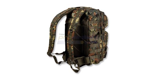 Mil-Tec rynnäkköreppu 40L, flecktarn - Mil-Tec rynnäkkörepun pehmustettu ja hengittävä selkäosa