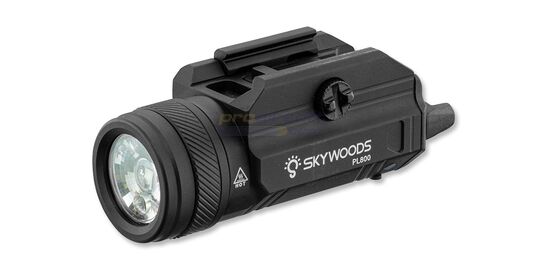 Skywoods PL800 Tactical Flashlight with Green Laser 800 lm – USB-C Rechargeable - Skywoods PL800 flashlight and green laser front view