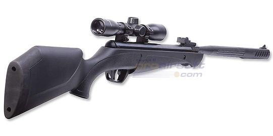 Crosman Shockwave QuietFire NP Gen2 .177 Air Rifle with Scope – Quiet 24 J Nitro Piston Rifle - Durable non-slip synthetic stock for stable handling in all weather.