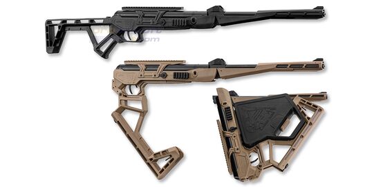 Black Bunker BM8 Survival 4.5mm ilmakivääri, musta - Black Bunker BM8 Survival 4.5mm taittuva ilmakivääri kaasumäntäjärjestelmällä ja Picatinny-kiskoilla