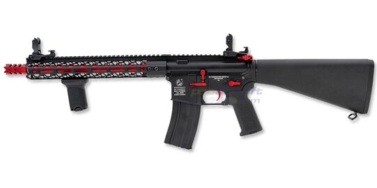 Cybergun Colt M4 Lima sähköase – metalli, M-LOK, MOSFET, punainen - Cybergun Colt M4 Lima punainen täysmetallinen M-LOK sähköase MOSFETilla
