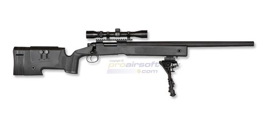 Specna Arms SA-S02 Core High Velocity tarkkuuskivääri, musta - Specna Arms SA-S02 Core High Velocity airsoft-tarkkuuskivääri mustana, 149 m/s ja 3–9×40 kiikaritähtäimellä