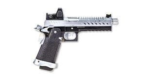 Vorsk Hi-Capa 5.1 kaasupistooli punapistetähtäimellä, hopea/musta