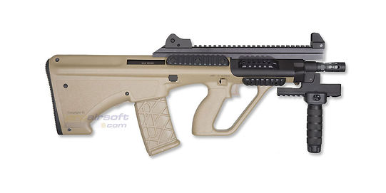 ASG Steyr AUG A3 XS Commando sähköase, hiekka