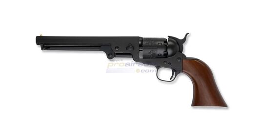 Marui Colt M1851 Navy Spring Revolver, Black - Marui Colt M1851 Navy spring revolver full side view, black finish.