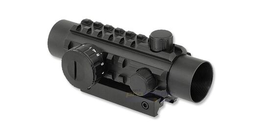 Taktinen 1x30 puna-/viherpistetähtäin kiinnityskiskoilla