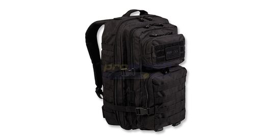 Mil-Tec rynnäkköreppu 40L, musta - Mil-Tec 40 litran rynnäkköreppu useilla taskuilla ja MOLLE-lenkeillä