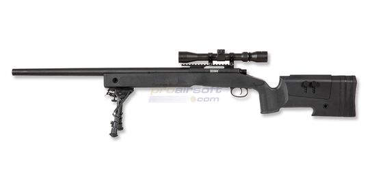 Specna Arms SA-S02 Core tarkkuuskivääri, musta - Specna Arms SA-S02 Core airsoft-tarkkuuskivääri, musta, VSR-10-yhteensopiva ja 130 m/s lähtönopeus