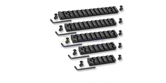 Bluedot KeyMod tähtäinkisko lajitelma (5kpl) - Bluedot Keymod kiskosetti – viiden metallikiskon paketti lisävarusteiden kiinnitykseen Keymod-kahvoihin.