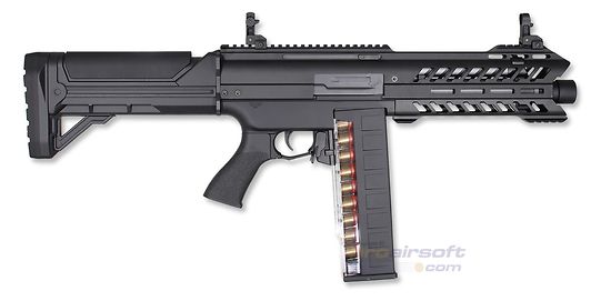 Marui SGR-12 sähköhaulikko – 3 kuulaa/laukaus, sarjatuli, metalli - Tokyo Marui SGR-12 täysmetallinen kolmipiippuinen sähköhaulikko