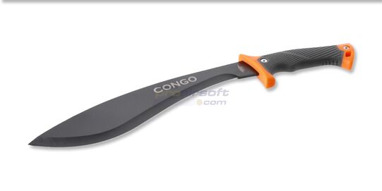 Joker Congo Machete JKR488 – Stainless Steel Kukri Knife for Outdoor and Survival Use - Joker Congo machete with black stainless blade and ergonomic rubber handle