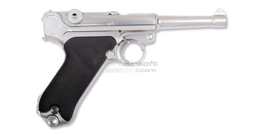 WE Parabellum 4" kaasupistooli, metalli hopea