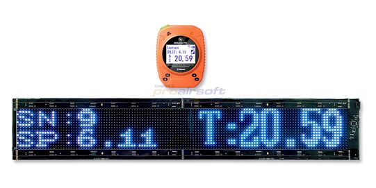 Timer Wireless LED Score Display (Rollable) – Flexible Waterproof LED Board for Shooting Sports - Special Pie M16P2 connected to M1A2-W+ timer with rechargeable battery pack