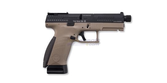 ASG CZ P-10 C OR-OT CO2 pistooli, blowback, metalliluisti, hiekka - ASG CZ P-10 C OR-OT CO2 blowback-pistooli metalliluistilla ja FDE rungolla.