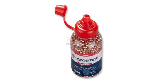 Crosman Copperhead 4.5mm Steel BBs – copper coated precision BBs (2500 pcs) - Crosman Copperhead 4.5mm steel BBs in EZ-Pour bottle.