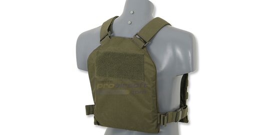 Plate Carrier + pehmeät panssarilevyt, vihreä - Plate carrier takapuoli velcro-paneelilla
