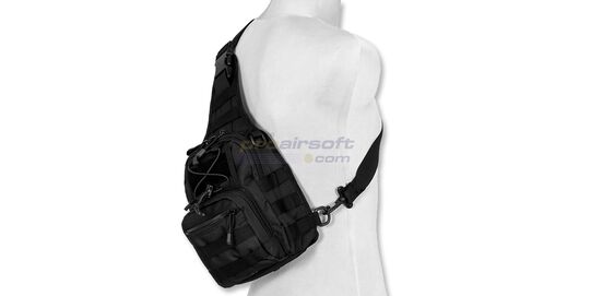 Tactical Shoulder Bag, Black - Black bag with MOLLE webbing