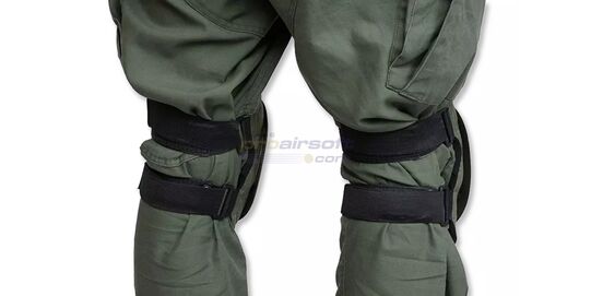 Polvisuojat, vihreä - Vihreät ergonomiset polvisuojat tarranauhakiinnityksellä