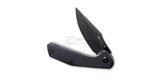 Sencut Actium Flipper All Black – durable EDC folding knife with D2 blade - Hollow ground D2 blade with black stonewashed finish.