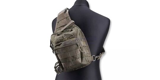 Tactical Shoulder Bag, Green - Green bag with MOLLE webbing