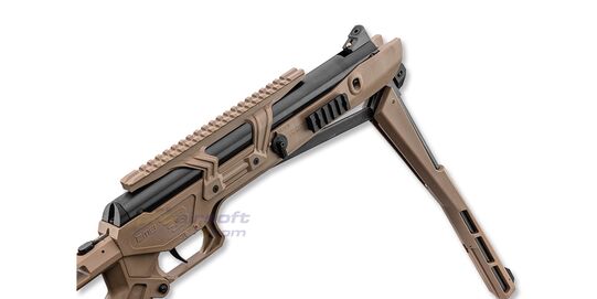 Black Bunker BM8 Survival 4.5mm ilmakivääri, hiekka - Kuva kivääristä piippu taitettuna