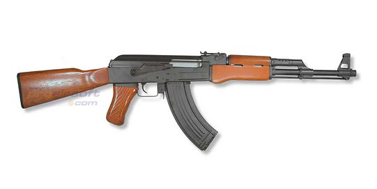 Cybergun AK47 AEG - Full Metal, Wood Stock, Blowback - Cybergun AK47 blowback airsoft rifle with real wood furniture