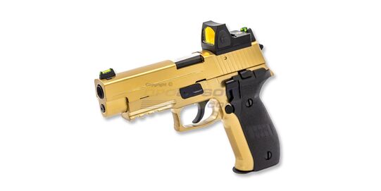 Raven R226 kaasupistooli punapisteellä, metalli, kulta/musta