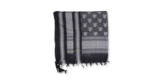 Mil-Tec shemagh huivi, musta/valkoinen pääkallo