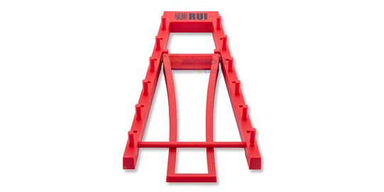 Knife Display Stand for Six Knives – Red Plastic Collector’s Rack - Red plastic knife display stand for six knives