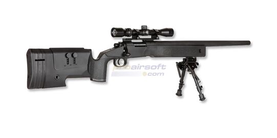 Specna Arms SA-S02 Core High Velocity tarkkuuskivääri, musta - Specna Arms SA-S02 Core High Velocity airsoft-tarkkuuskivääri mustana, 149 m/s ja 3–9×40 kiikaritähtäimellä