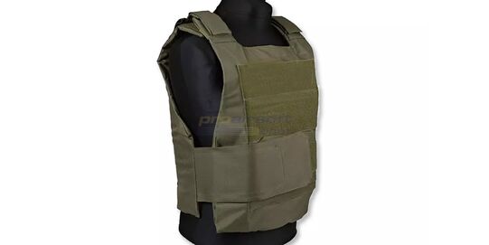Body Armor Tactical Vest – Olive Green Protective Vest for CQB and Training - Green tactical vest with large Velcro panel