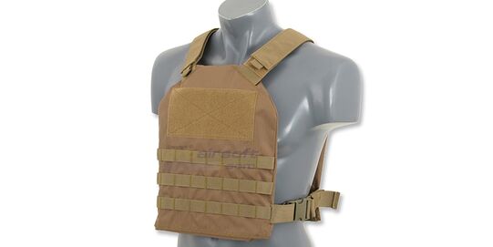 Plate Carrier + pehmeät panssarilevyt, hiekka - Plate carrier liivi pehmeillä dummy panssarilevyillä