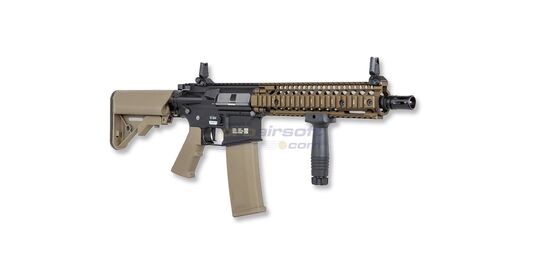 Specna Arms Daniel Defence Mk18 P19 Prime Aster ETU II Chaos Bronze, hiekka - Specna Arms MK18 P19 Prime Aster II ETU Cha os Bronze, koko karbiini sivuprofiilissa