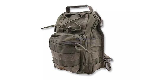 Tactical Shoulder Bag, Green - with MOLLE system and multiple compartments