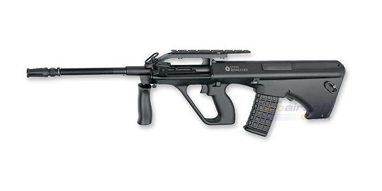 ASG Steyr AUG A2 sähköase - ASG Steyr AUG A2 sähköase – lisensoitu Steyr bullpup airsoft-kivääri tähtäinkiskolla