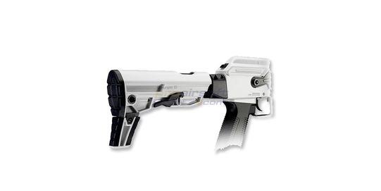 Marui Next-Gen AK White Storm NGRS blowback sähköase – metalli, valkoinen - AK White Storm M-LOK käännettävä olkatuki