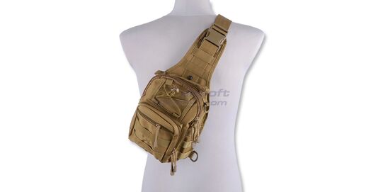 Tactical Shoulder Bag, Tan - Tactical shoulder bag in sand color with MOLLE system and multiple compartments